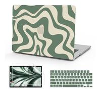 B BELK Compatible with MacBook Air 13 inch Case M5 2026 2025 2024-2022 M4 M3 M2 A3449 A3240 A3113 A2681, Plastic Hard Shell for MacBook Air 13.6 inch Case+Keyboard Cover+Screen Protector. Green Wave
