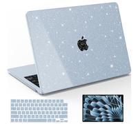 B BELK Compatible with MacBook Air 15 inch Case Glitter 2026 2025-2022 M5 M4 M3 M2 Model A3448 A3241 A3114 A2941,Protective Hard Shell for Mac Air 15" + Keyboard Cover & Screen Film, Sparkly Air Blue