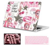 B BELK for MacBook Air 15 inch Case 2026 2025 2024 2023 M5 M4 M3 M2 | Pink Printed Matte Hard Shell Case with Fashion Collage Pattern, Keyboard Cover & Screen Protector, Scratch Resistant