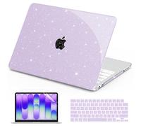 B BELK Glitter Case Compatible with MacBook Neo 13 inch 2026 Model A3404, Slim Plastic Hard Shell Case with Sparkly Crystal Bling Cover & 2 Keyboard Skins & Screen Protector, Lavender Purple