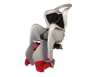 b bellelli Child Rear Bicycle Seat - MR FOX (up to 22 kg) Clamp Version For Pannier Racks and Parcel Carriers, NOT For Cycle Frames (Silver)