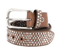b.belt Studded belt leather 85 cm beige