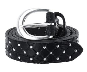 b.belt Lilou Silver Leder-Nietengürtel W100 Black