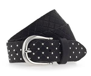 b.belt Lilou Silver Leder-Nietengürtel W90 Black