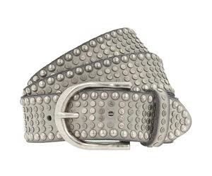 b.belt Riva studded belt leather 95 cm gray
