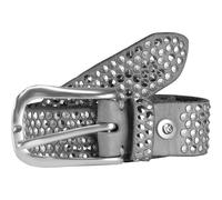 b.belt Studded belt I leather 100 cm gray