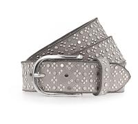 b.belt Studded belt leather 80 cm gray