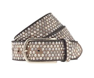 b.belt Studded belt leather 95 cm beige