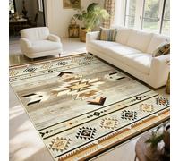 B BENRON Western Rugs for Living Room 5x7, Non Slip Area Rugs for Bedroom Dining Table, Soft Throw Rug Washable, Beige, Brown, Geometric