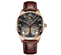 B BINGER Men's Skeleton Watches Automatic Mechanical Ailang Watch with Dual Balance Wheels (Gold Black)