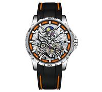 B BINGER Mens Watch Automatic Mechanical Self Wind Dual Balance Wheels Movement(Gold White)