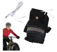(B, Black) Winter Gloves Heated - Heated Mittens Full & Half Fingers USB Heating Gloves,Portable Hand Warmer Laptop Gloves Mittens for Riding, Running, Skiing