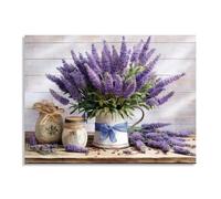 B BLINGBLING Purple Lavender Wall Art Rustic Floral Bathroom Wall Decor Purple Farmhouse Flower Poster Country Pictures Art Print Framed Lilac Painting for Bathroom Bedroom Office Decorations 12"x16"