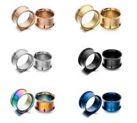 B BodyPJ Sparkles 6Pairs-Mix Color Surgical Steel Piercing Hollow Tunnel Ear Plugs Expander Gauges, 19mm(3/4"), Stainless Steel, no gemstone