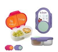 b.box 2 Pack Bento Snackbox | Leakproof Double Compartment Food Container with Lid | Ideal for Toddlers, Kids Lunch + Snacks | Expandable Surface | Container Free from BPA | Pack of 2 | Pink/Purple