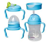 b.box 4 Lids in 1 Cup for Baby Feeding | 240 ML Spill Proof Toddler Training Bottle | Transition Sippy Cup with BPA Free Premium Silicone Plastic, Dishwasher Safe (Blueberry)