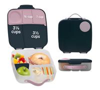 b.box Blue Slate Lunch Box for Kids, Silicone Food Storage Container with Adjustable Dividers | Silicone Food Storage Container (Indigo Pink)