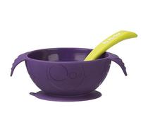 b.box Bowl and Spoon Feeding Set with Easy Grip Handles, Non-Slip Base (Passion Splash)