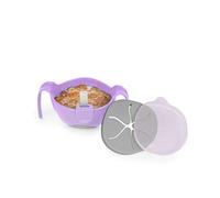 b.box Bowl and Straw Feeding Set with Easy Grip Handles, Non-Slip Base | BPA & PVC Free Bowl with Straw Dinner Set Dishwasher and Microwave Safe for Kids (Boysenberry)