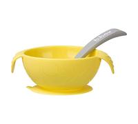 B.Box First Meal Tableware Set with Suction Plate for Baby and Spoon in Soft Silicone - Non-Slip Bowl Covered Baby Learning - Lemon Sherbet