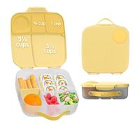 b.box Lunchbox | Large Bento Box with 4 Compartments (2 Leakproof), Removable Divider, Gel Cold Pack | Ideal for School | from 3+ | 2L Capacity