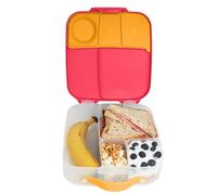 b.box Lunchbox | Jumbo Bento Box with 4 Compartments (2 Leakproof), Removable Divider, Gel Cold Pack | Ideal for School | From 3+ | 1L capacity - Strawberry Shake