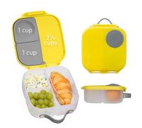 b.box Mini Lunch Box with Adjustable Dividers for Kids, Silicone Food Storage Container with Easy Open Latch and Carry Handle, Microwave and Dishwasher Safe (Lemon Sorbet)