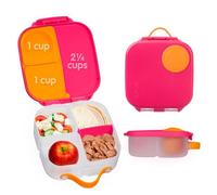b.box Mini Lunchbox, Bento Box with 3 Compartments (2 Leakproof), Optimal for Toddlers, Kids Lunch & Snacks, Fits Whole Piece of Fruit, BPA Free, Strawberry Shake