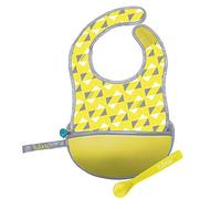 b.box Pine Splice Travel Bib with Soft Spoon Foldable in Clean Carry Pouch 1 Unit 30 cm Yellow