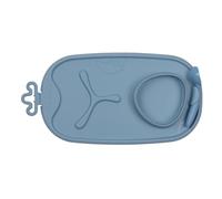 b.box Roll + Go Mealtime Mat for Babies and Toddlers, Silicone Feeding Mat with 3 Section Divider and Bowl, Fits Most Highchair Trays, Travel Friendly, Non-Slip, Easy to Clean, Includes Toddler Spoon