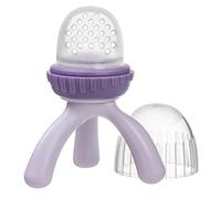 b.box Silicone Fresh Food Feeder, Tripod Design Easy for Baby to Hold, Perfect for Fresh or Frozen Foods, Cap Included for On The Go, from 4m+ (Peony)