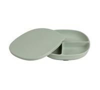 b.box Silicone Plate + lid | Strong Suction Base | 3 Section Divided Plate | 100% Platinum Silicone | Lid Doubles as a Feeding mat | Dishwasher Safe | from 6m+