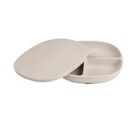 b.box Silicone Plate + lid | Strong Suction Base | 3 Section Divided Plate | 100% Platinum Silicone | Lid Doubles as a Feeding mat | Dishwasher Safe | from 6m+