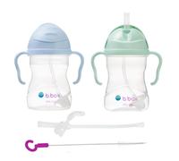 b.box Sippy Straw Cup Pack of 2 with Free Replacement Straw and Cleaner| 6m+ Baby and Toddler Straw Cups| BPA Free Leakproof Cup| Dishwasher Safe Straw Cup| 7oz/207ml| 2 Pack| Blue/Green
