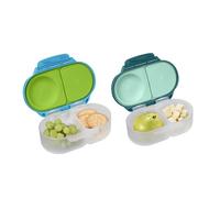 b.box Snack Box (2-Pack) for Kids & Toddlers: 2 Compartment Snack Containers, Mini Bento Lunch Box. Leak Proof, BPA Free, Dishwasher Safe. Ages 4+ Months (o'breeze + Emerald, 12oz)