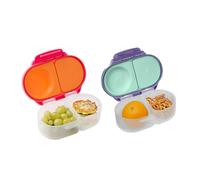 b.box Snack Box (2-Pack) for Kids & Toddlers: 2 Compartment Snack Containers, Mini Bento Lunch Box. Leak Proof, BPA Free, Dishwasher Safe. Ages 4 Months+ (s'shake + Lilac pop, 12oz Capacity)