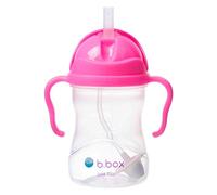b.box Spout Cup with Weighted Straw & Easy Grip Handles, Leak Proof Reusable Bottle with Single Flip Lid, 8 oz (Pomegranate)