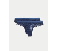 B By Boutique female 2 Pack Cleo Lace Thongs - 10 - Midnight Mix, Midnight Mix