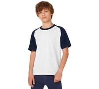 B&C Boy's Short Sleeve Baseball T-Shirt in Off-White | Size: 5-6 Years B&C Off-White 5-6 Years