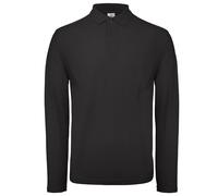 B&C Men's Collection Long Sleeve Polo Shirt in Black | Size: Small B&C Black S