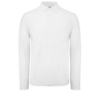 B&C Men's Collection Long Sleeve Polo Shirt in White | Size: XS B&C White XS