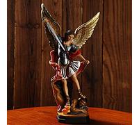 B/C St. Michael Archangel Statue | Archangel of Protection & Justice - Angel & Demon Battle Statue | Resin & Wood, 8.66" x 4.72" - Justice Lasts Forever | Collectible Angel