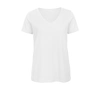 B&C Women's Inspire Cotton V Neck T-Shirt in White | Size: XS B&C White XS