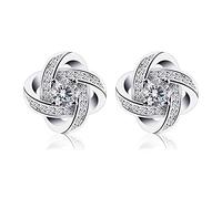 B. Catcher Gemini Stud Earrings for Women, 925 Sterling Silver, Set with Cubic Zirconia and Rhodium-Plated, Nickel-Free (1.22 cm), Elegant Gift Box. Perfect for Birthdays, Weddings,and Everyday Wear