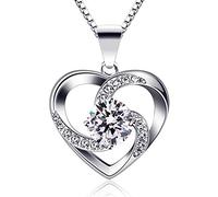 B.Catcher Heart Necklace for Women, 925 Sterling Silver Love 5A Cubic Zirconia Pendant, Christmas Valentines Birthday Mothers Day Jewellery Gifts for Women Wife Mom Girlfriend Daughter Friend, 45cm