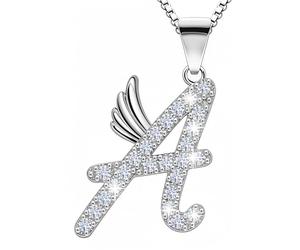 B.Catcher Initial A Necklace for Women - 925 Sterling Silver Angel Necklace