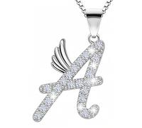 B.Catcher Initial A Necklace for Women - 925 Sterling Silver Winged Letter Pendant with Cubic Zirconia, Nickel-Free Hypoallergenic Jewelry (16 x 9 mm), Gift for Birthday, Valentines Day