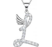 B.Catcher Initial L Necklace for Women - 925 Sterling Silver Angel Necklace