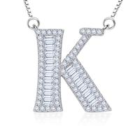 B.Catcher Letter K Necklace for Women 925 Sterlingsilver,Set Cubic Zirconia | Nickel-Free Pendant (18*16mm), Gift for Valentine's Day/Mother's Day/Back-to-school gifts, Includes Elegant Gift Box,40+5cm