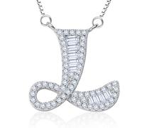 B.Catcher Letter L Necklace for Women 925 Sterlingsilver,Set Cubic Zirconia | Nickel-Free Pendant (17 *17mm), Gift for Valentine's Day/Mother's Day/Back-to-school gifts, Includes Elegant Gift Box,40+5cm